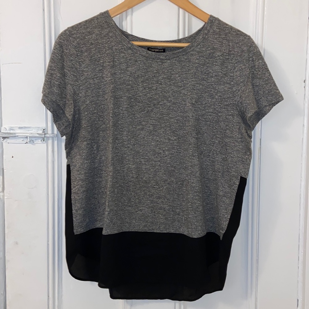 Express Gray Half Mesh T-shirt